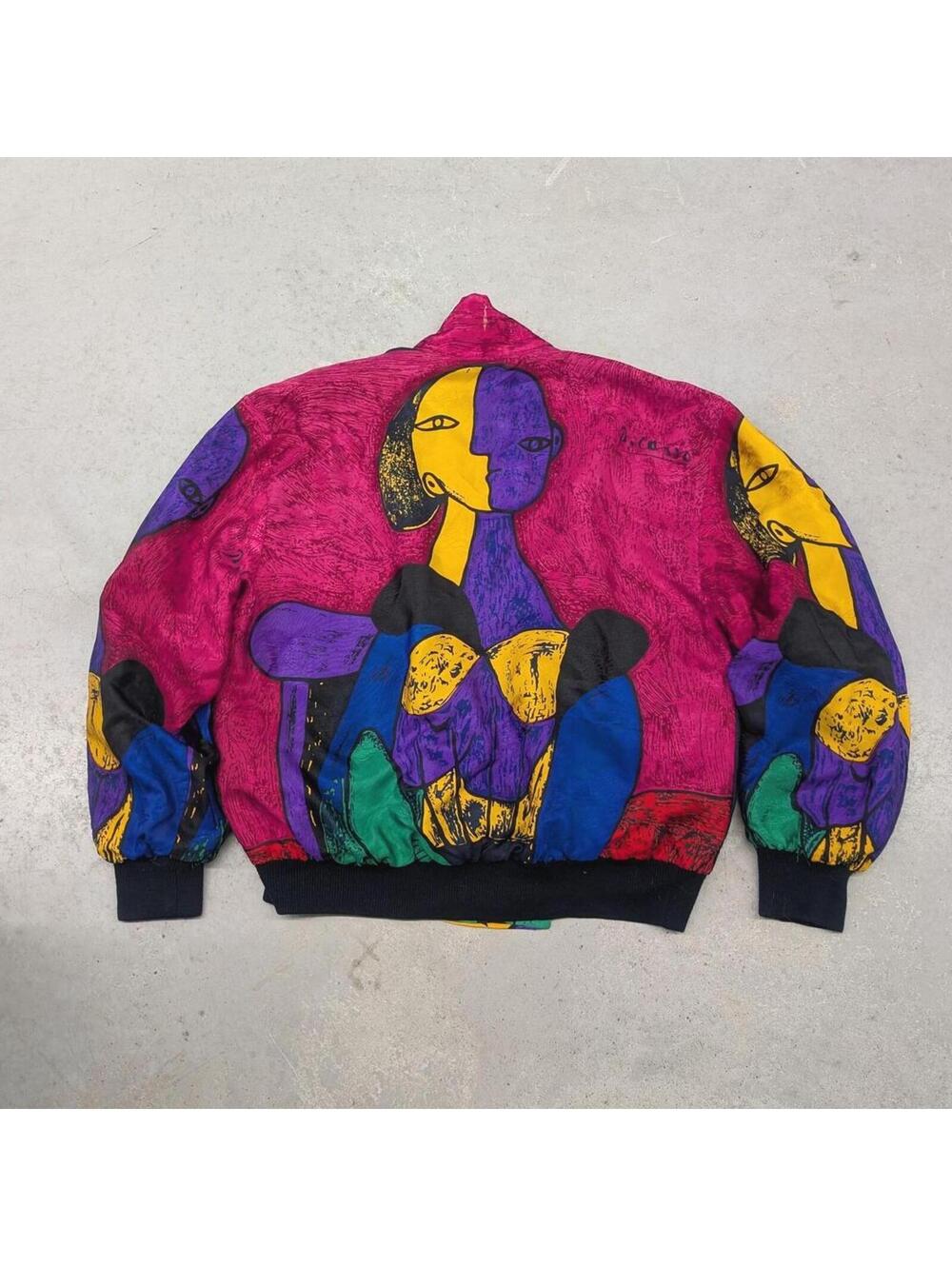 Rare Vintage 80s Pablo Picasso "Seated Woman" Silk Jacket